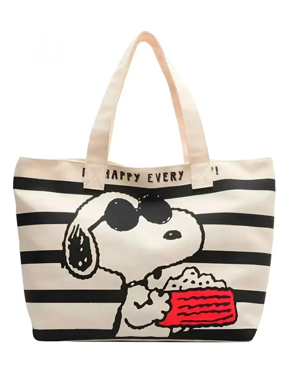 Tote bag Snoopy a rayas
